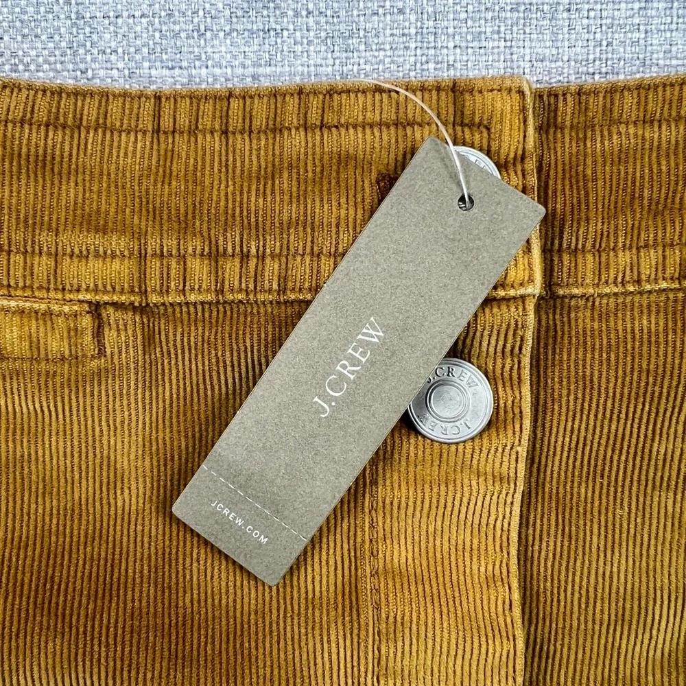 J.Crew Corduroy Button Front Mini Skirt Women's Sz 29 Gold Brown Preppy Academia